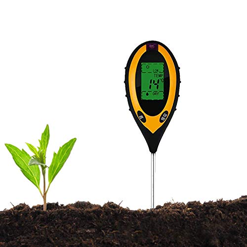 JIAOAOO Comprobador del suelo, medidor del pH del suelo eléctrico 4 en 1, higrómetro para jardinería y agricultura sin batería, para promover un crecimiento saludable de las plantas