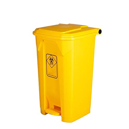 JMM Bote de Basura al Aire Libre con Tapa, pisando el Bote de Basura, contenedor de Reciclaje, contenedor de Reciclaje, contenedor de plástico, Amarillo, 87L / 68L (Size : 87l)