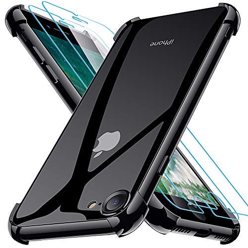 Joyguard Funda Compatible con iPhone SE 2020 con 2 Protector de Pantalla, Funda para iPhone 8 Funda para iPhone 7 Funda para iPhone SE 2020-4.7 Pulgada Negro