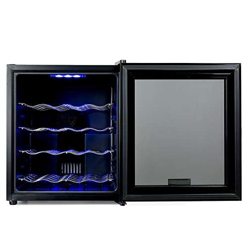 KLARSTEIN MKS-1 Nevera Vinoteca - Capacidad 48 litros, 16 Botellas, 4 estantes, Rango de Temperatura 8 a 18°C, Bajo Ruido, Iluminación Interior, Función Standby, Fácil Limpieza, 83 W, Negro