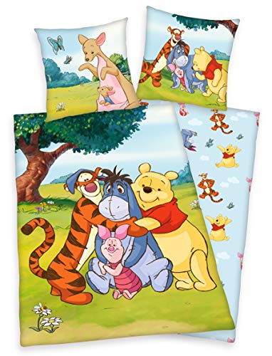 Klaus Herding GmbH Disney 's Winnie The Pooh - Juego de cama (80 x 80 cm y 135 x 200 cm, 100% algodón), multicolor