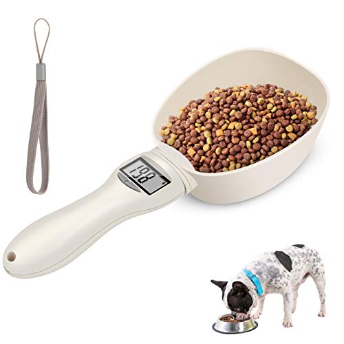 Komake Cuchara medidora digital de alimentos para mascotas, cuchara medidora para perros con pantalla LCD para medir la báscula de alimentación para mascotas