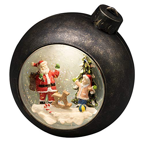 Konstsmide 4362-000 LED Escena de Papá Noel, Relleno de Agua, para Uso en Interiores (IP20), Funciona 3 Pilas AA 1,5 V (excl.) / Linterna de Navidad 1 Diodos Blanco Cálido, marrón, Santa