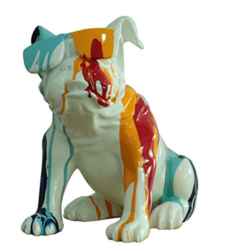 Kuatèh Bulldog Colores Sentado de Poliresina, Multicolor, 40 x 23 x 34 cm