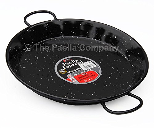 La Valenciana 32 cm Acero esmaltado para Cocina de inducción Paella de cerámica con Asas, Negro, 32.0 cm