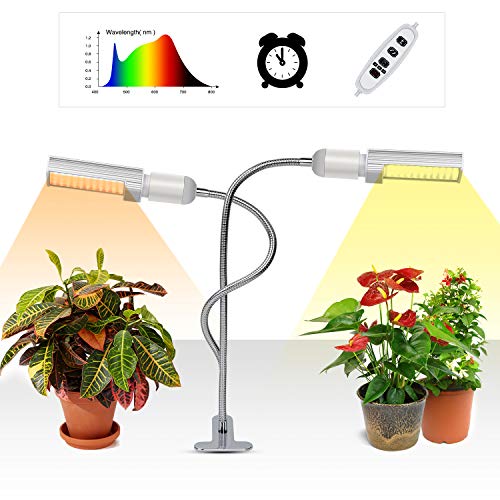 Lámpara de Plantas,45W Lámpara de cultivo de plantas con espectro completo de tipo solar con temporizador 3H/9H/12H, luz artificial para plantas de germinación, plántulas, floración y fructificación