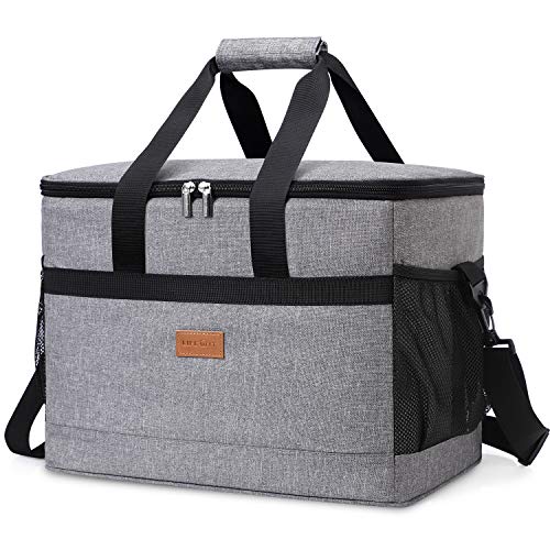 Lifewit Bolsa Térmica 30L Gran Capacidad para Multiuso,Hombres,Mujeres,Niños,Bebé,Bolso Térmico para Picnic Camping,Fiesta,Excursión,Playa Refrescos,40x25x30cm Gris