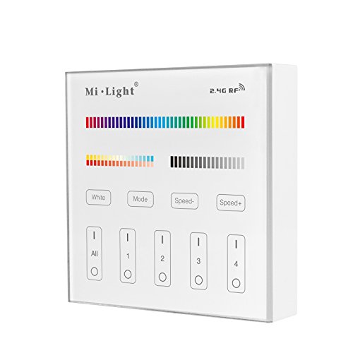 LIGHTEU®, Interruptor remoto táctil de pared de 2.4G T4 para luces CCT LED de 4 zonas RGB/RGBW funciona con los controladores de luces MiLight RGBCCT futT4