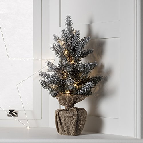 Lights4fun – Árbol de Navidad de 53cm con 15 LED Blanco Cálido a Pilas