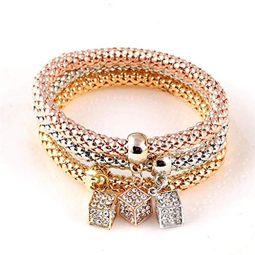 LIIYANN Golden Charm Bracelet Heart Bracelet Women's Bracelet (19-22cm) 18 Rose Gold Plated (Color : B) Gift LIIYANN Golden Charm Bracelet Heart Bracelet Women's Bracelet (19-22cm) 18 Rose Gold Plated (Color : B) Gift