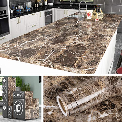 Livelynine Papel de contacto para encimera de 197 x 24 pulgadas de ancho, de mármol marrón, para encimera de cocina, papel pintado para muebles de baño, granito, encimera, mesa de papel Livelynine Papel de contacto para encimera de 197 x 24 pulgadas de ancho, de mármol marrón, para encimera de cocina, papel pintado para muebles de baño, granito, encimera, mesa de papel