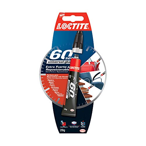 Loctite 60 Segundos, adhesivo universal, pegamento fuerte para todo, cola rápida para reparaciones en el hogar, pegamento extrafuerte multimaterial, 1 x 20 g, tubo Loctite 60 Segundos, adhesivo universal, pegamento fuerte para todo, cola rápida para reparaciones en el hogar, pegamento extrafuerte multimaterial, 1 x 20 g, tubo