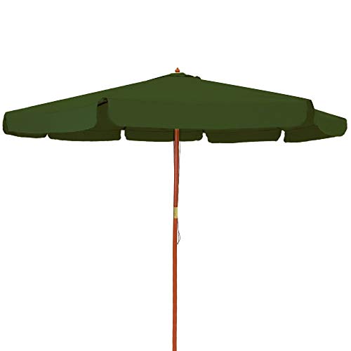 LOLAhome Parasol Plegable Verde Madera de 350 cm