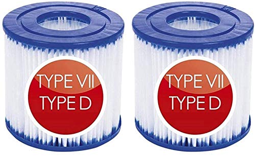 LOWW Cartucho de filtro para piscina tipo VII & D, para Bestway VII y para Intex D, repuesto para filtro de piscina inflable, accesorios de limpieza de piscina, 2 unidades LOWW Cartucho de filtro para piscina tipo VII & D, para Bestway VII y para Intex D, repuesto para filtro de piscina inflable, accesorios de limpieza de piscina, 2 unidades