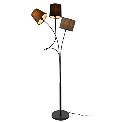[lux.pro] Lámpara de pie Treviso Moderna Diseño Altura 146 cm Iluminación Interior Luz efectiva Marrón Negro Gris 3 x E14