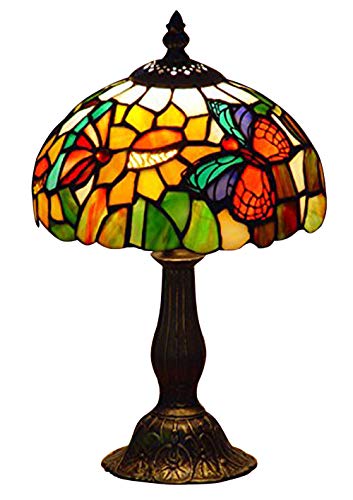 Mariposas Lámpara de Mesa Tiffany,Multicolor,8-Pulgada Diámetro,Paquete de 1