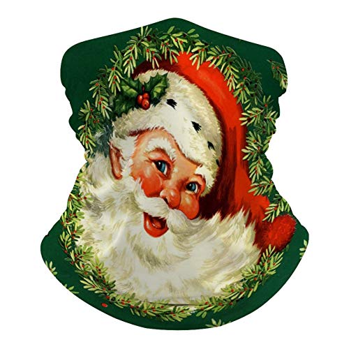 Máscara facial unisex sin costuras, bandanas para el cuello, polaina para el cuello, bandana vintage de Papá Noel, corona de pino, para mujer, hombre, bufanda facial