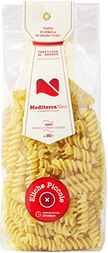 MediterraNeo - Hélices de sémola de trigo duro 100 % italianas, pasta de bronce y secado lento, 350 g (paquete de 3)