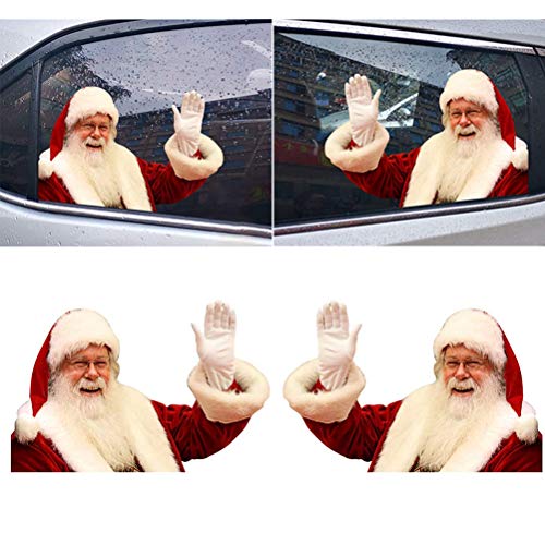 Merkts 2 pegatinas para ventana trasera de coche de Papá Noel, decoración creativa para ventana de coche, Papá Noel Beckoning, para Navidad, día festivo, decoración de parabrisas