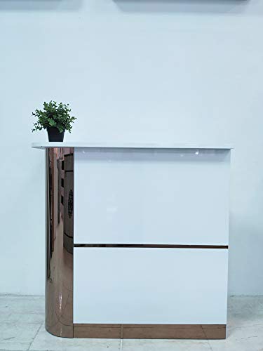 Mesa de Oficina Mostradores para Tiendas o Recepción Mueble Blanco con Brillo con Laterales Dorados (Izquierda) Mesa de Oficina Mostradores para Tiendas o Recepción Mueble Blanco con Brillo con Laterales Dorados (Izquierda)
