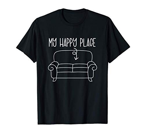Mi lugar feliz en el sofá divertido Slouch regalo Lazy Camiseta