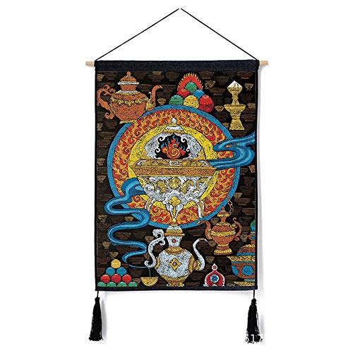 mmzki Viento Nacional Tibetano Cuadros de algodón y Lino Estampados tibetanos de Xiangba Tela Colgante Pintura Decorativa Y 46 * 65