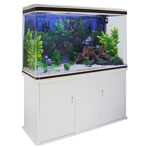 MonsterShop - Acuario 300 litros con Mueble Blanco y Grava Blanca 143cm x 120cm x 39cm