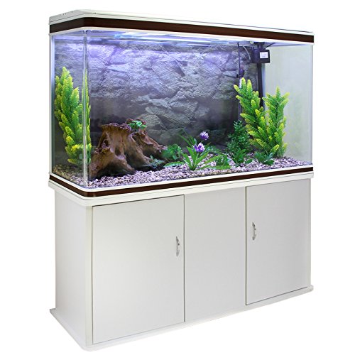 MonsterShop - Acuario 300 litros con Mueble Blanco y Grava Natural 143cm x 120cm x 39cm