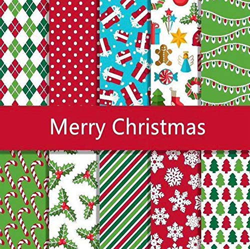 MoonyLI Christmas Cotton Craft - Paquete de telas para patchwork de Papá Noel (50 x 50 cm, varios diseños)