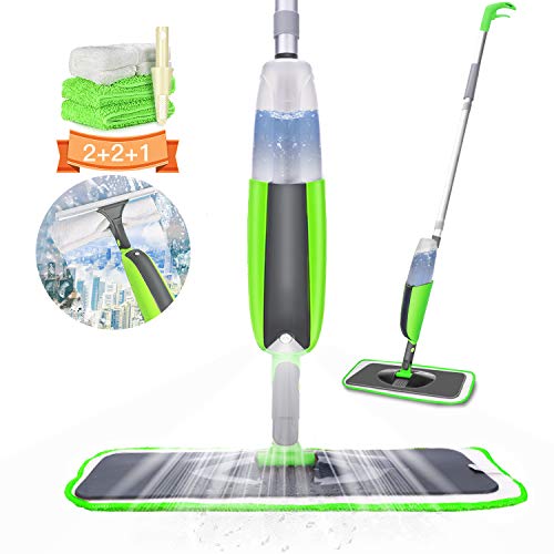 Mopa con Pulverizador, AIGLAM Spray Mop Trapeador Giratorio de Microfibra Giratorio de 360 Grados para Pisos y Ventanas con 4 Almohadillas Reutilizables para Madera Dura y 1 Rasqueta de Ducha Mopa con Pulverizador, AIGLAM Spray Mop Trapeador Giratorio de Microfibra Giratorio de 360 Grados para Pisos y Ventanas con 4 Almohadillas Reutilizables para Madera Dura y 1 Rasqueta de Ducha