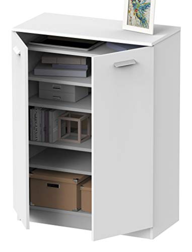 Mueble Zapatero Armario Auxiliar Multiusos habitacion Pasillo Cocina Color Blanco (Mate) 101x74x37 cm