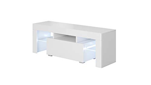 muebles bonitos – Mueble TV Modelo Elio (130x45cm) Color Blanco con LED RGB