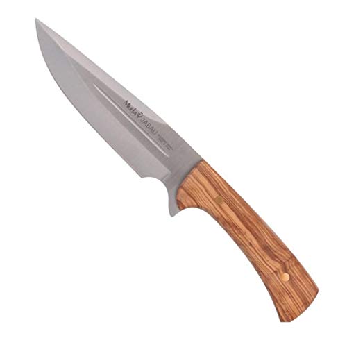 Muela Cuchillo Jabali JABALI-17 OL hoja de acero MoVa de 17 cm y empuñadura de madera de olivo para Caza, Pesca, Supervivencia y Bushcraft - Realizado en Ciudad Real