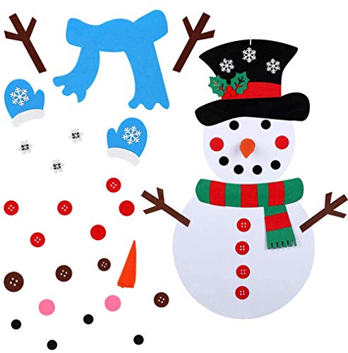 Muñeco de Nieve de Fieltro DIY,Muñeco de Nieve de Fieltro 2 Set Navidad Juegos de Muñeco de Nieve DIY Muñeco de Nieve Colgante Desmontable para Padres e Hijos Decoración Pared