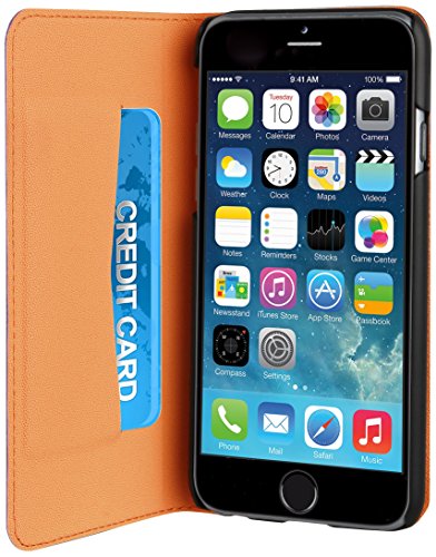 Muvit Wallet - Funda folio con función soporte para Apple iPhone 6, lila y naranja