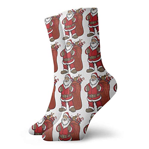 N\A Divertido y colorido Papá Noel Trae una bolsa llena de calcetines de regalo Calcetines al aire libre para unisex