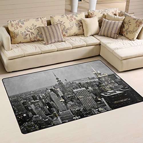 Naanle Alfombra antideslizante para sala de estar, comedor, dormitorio, cocina, 50 x 80 cm (1.7 x 2.6 pies), diseño de paisaje urbano de Nueva York