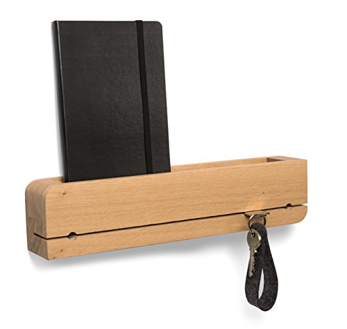 Natuhr llavero de almacenamiento de madera de roble sin tratar sólido DoOrganizer clave titular 35 x 6 x 8 cm barra clave de diseño (roble engrasado)