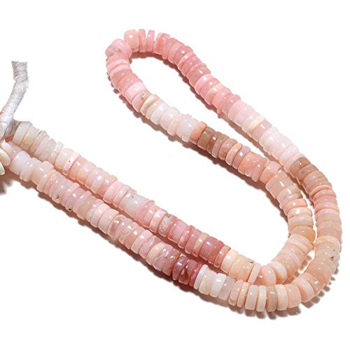 Natural rosa suave peruana Opal Neumático / Heishi Forma de piedras preciosas perlas | 4.5-5.5 mm Rondelle Plain para hacer la joyería | 16" | Strand granos flojos de la calidad del AAA