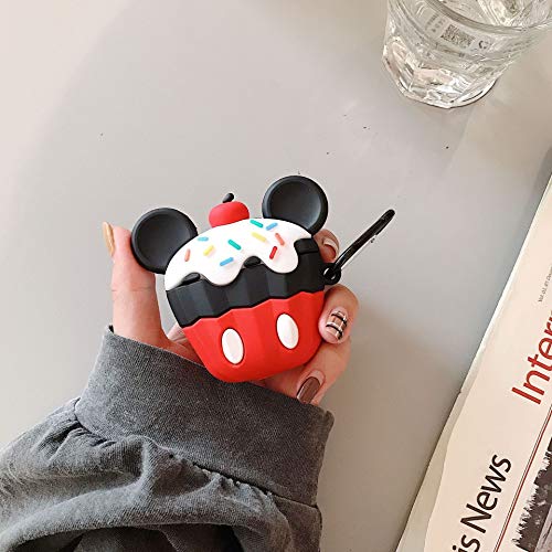 Neaer Funda de silicona para Airpods 1 2 Lindo helado 3D Mickey Minnie para Airpods 1 2 Funda a prueba de golpes para Airpods, accesorios para auriculares (color: beige)