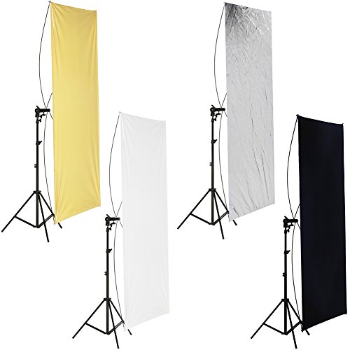 Neewer 100 x 140 cm de soporte de Panel de luz reflector, dorado/plateado y negro/blanco con 360 Degree giratorio de soporte y bolsa de transporte para Foto Estudio Disparo