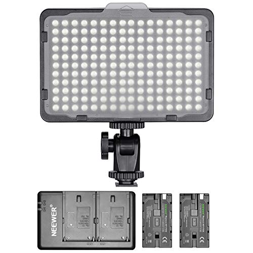 Neewer - Panel de luz 176 LED Regulable con 2 Pilas de Litio 2600 mAh Cargador Doble a USB para réflex Digitales Canon Nikon etc. para grabaciones de vídeo en Estudio fotográfico Neewer - Panel de luz 176 LED Regulable con 2 Pilas de Litio 2600 mAh Cargador Doble a USB para réflex Digitales Canon Nikon etc. para grabaciones de vídeo en Estudio fotográfico