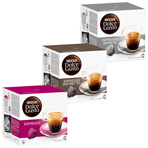 Nescafé Dolce Gusto Set Rápido: Espresso, Ristretto, Barista, Café, Cápsulas de Café, 3 x 16 Cápsulas