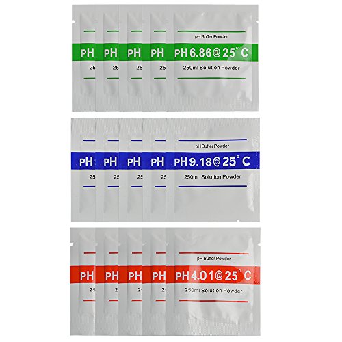 Neuftech 15pcs 4.01 / 6.86 / 9.18 calibrar polvo para calibración rápida el pH Medidor