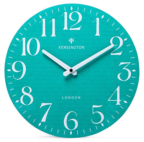 NIKKY HOME Reloj de pared verde azulado con pilas, silencioso, sin tictac, reloj redondo de madera para sala de estar, dormitorio, escuela, aula, 30 x 4 x 30 CM NIKKY HOME Reloj de pared verde azulado con pilas, silencioso, sin tictac, reloj redondo de madera para sala de estar, dormitorio, escuela, aula, 30 x 4 x 30 CM