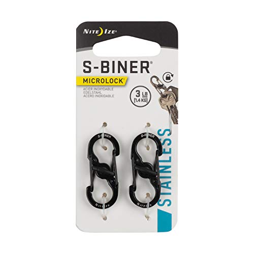 Nite Ize S-Biner MicroLock - Organizador de llaves, color negro, pack de 2 uds