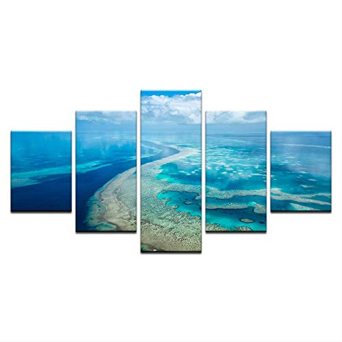NOBRAND 5 Placas Modular Canvas Art Print Decoración para El Hogar Sala De Estar Great Barrier Reef Painting Wall Poster Seascape Picture 30X40 30X60 30X80Cm Sin Marco