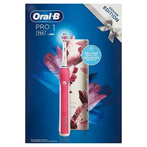 Oral-B Pro 1 750 Design Edition - Cepillo de dientes eléctrico para una limpieza profunda de los dientes, 1 programa de limpieza, sensor de presión, temporizador y estuche de viaje, 1 cepillo 3DWhite