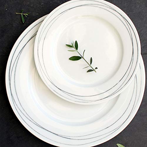 Oroley - Vajilla Porcelana Completa Syros | 19 Piezas | Moderna | Blanca | Platos | Original