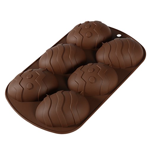 OUNONA 6 cavidades huevos de Pascua silicona Candy moldes para DIY Chocolate Postres Helado